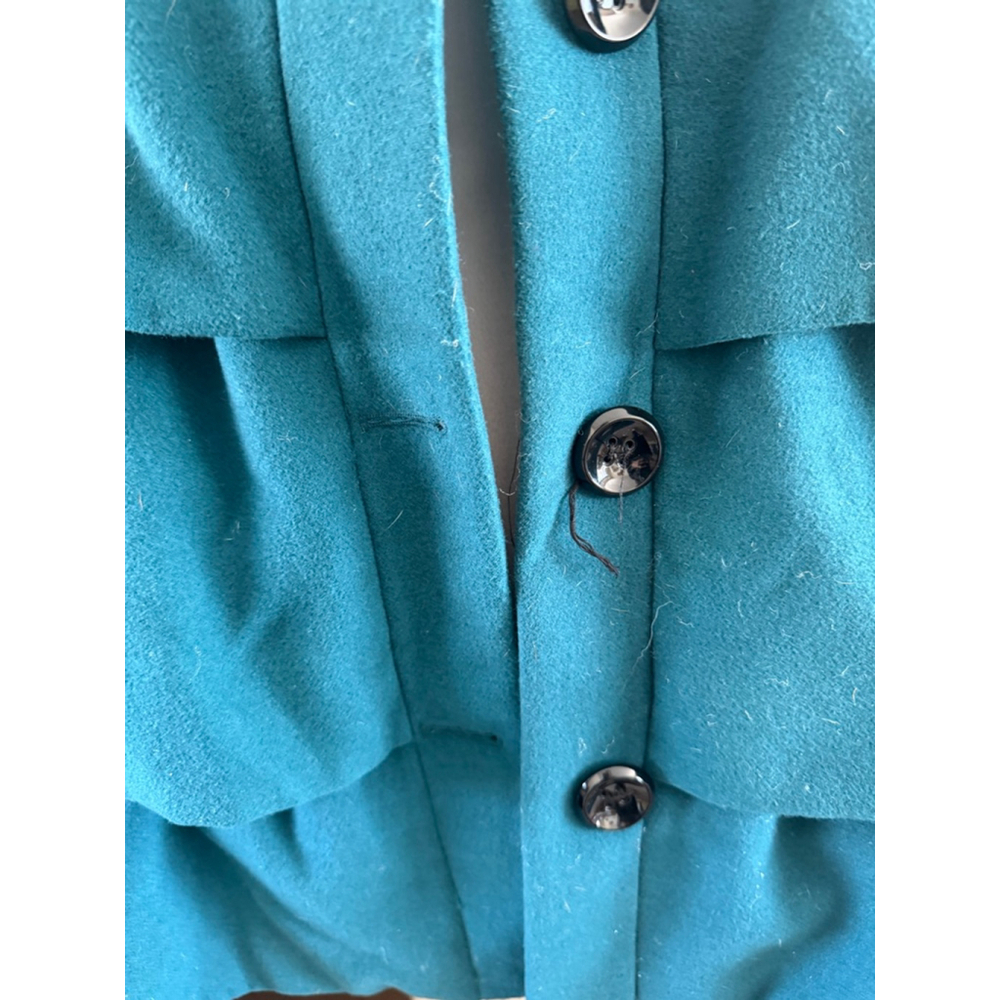 Women's Steve Madden Teal Ruffle Pea Coat S - Picture 5 of 9
